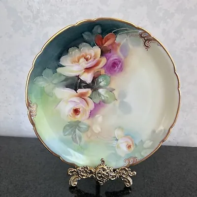 J. Pouyat Limoges Stouffer Hand Painted Yellow Roses Signed Thomas Jelinek Plate • $75