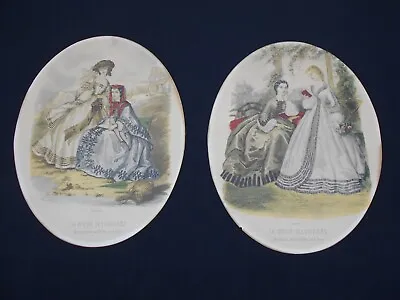 2 Antique  French 1860's Fasion  La Mode Illustree  Paris Ladies Women Prints • $29.95