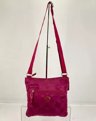 Coach Fuchsia Signature Fabric Crossbody Bag • $14.99