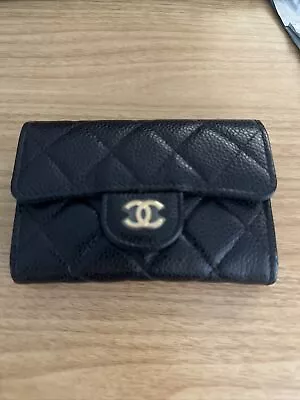 $850 • Buy New Chanel Classic Flap Card Holder Black Caviar Leather Gold Hardware Wallet