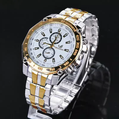 Fashion Stainless Steel Luxury Sport Analog Quartz Men's Wrist US Sale 02 • $4.99