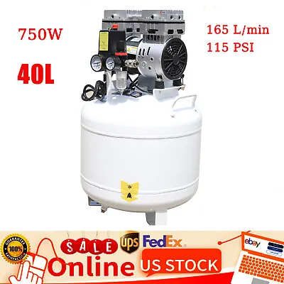 40L Dental Medical Air Compressor Silent Air Compressor Oilless 115PSI 0.75KW • $285