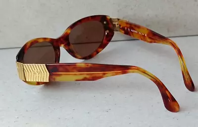 VALENTINO Vintage Sunglasses Rare Gold Oval Tortoise Brown Frame V654 • $130