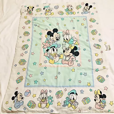 Vintage Disney Babies Donald Duck Mickey Minnie Mouse Crib Blanket • $22.04