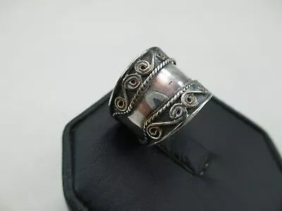 Vintage Southwestern Sterling Silver Ring Size 7.125 Rope 925 Monogram Free 902E • $14.35