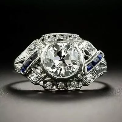 2.46 Ct Round Cut Lab Created Diamond Filigree Vintage Engagement Ring 925 Silve • $128.71