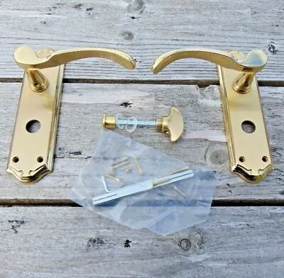 Solid Polished Brass Lever Latch Lock Bathroom/Toilet Door Handles Valli & Valli • £82.02