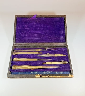 £9.99 • Buy Vintage Draftsman's Set And Box Drawing Instruments Compasses Tools Engineering