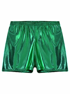 Women Shiny Metallic Hot Pants Rave Party Shorts Dance Costume Bottoms Clubwear • £6.99