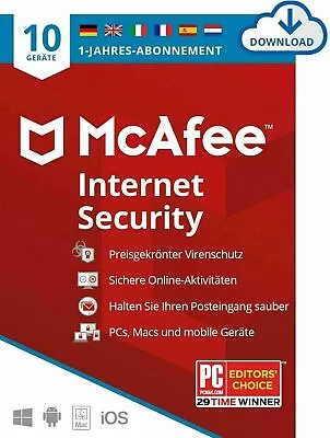 McAfee Internet Security 2024 UNLIMITED 10 Devices 1Year Multidevice AntiVirus   • $6.09