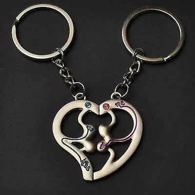 Partner Heart Keychain 2 Piece Couples Partners Supporters Heart Halves Love • £13.74