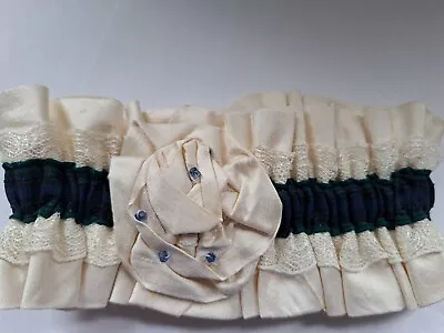 Ivory Silk And Tartan Ribbon Garter Hand Made In Scotland • £10