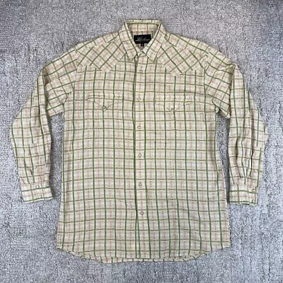 Vintage Lucchese Mens Medium Western Shirt Pearl Snap Button Southwestern Sage • $31.33