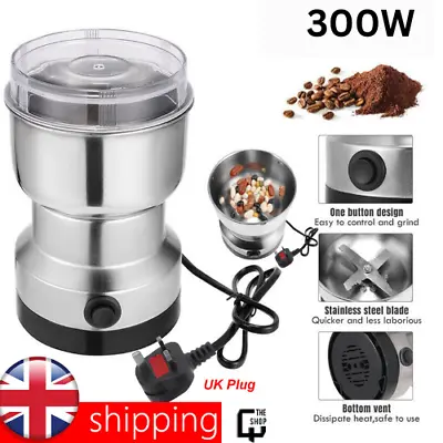 300W Electric Coffee Grinder Grinding Milling Bean Nut Spice Matte Blender Dry • £11.99