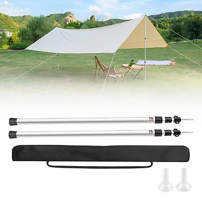 2PCS Universal Aluminum Telescoping Adjustable Rod Tarp Poles Replacement Canopy • $25.65