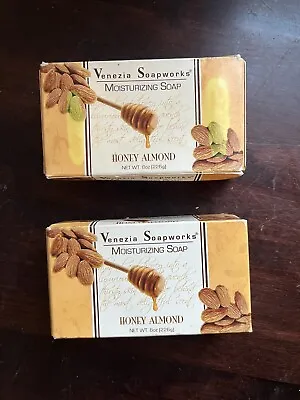 NEW Lot Of 2- 7 Oz Bars VENEZIA SOAPWORKS Pure Vegetable Soap HONEY ALMOND • $12