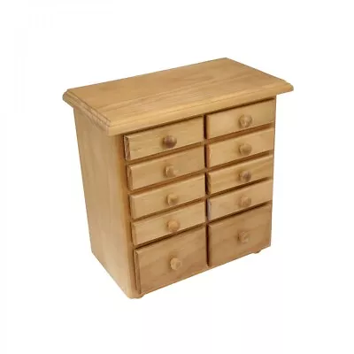 Kitchen Spice Cabinet Drawer Organizer Small Pine Wooden Chest 10  Drawers • $72.19