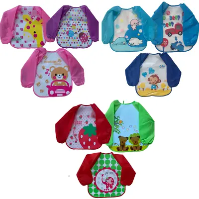 3PCS Long Sleeve Baby Feeding/Weaning Waterproof Coverall Bibs For Baby Toddler  • £6.99