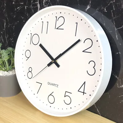 Wall Clock Silent & Non Ticking Modern Quartz 12  Quiet Sweep  Home Office Clock • £7.95