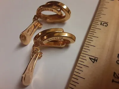 $20 • Buy Gucci 92 Made In Italy Gold Tone Clip On Earrings.