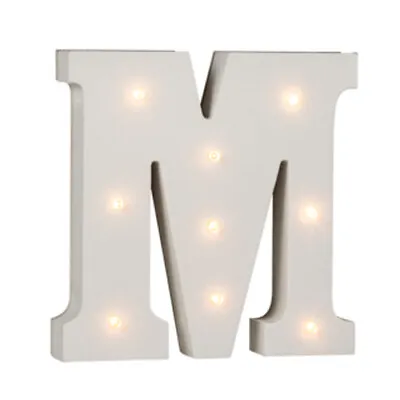 16cm Illuminated Wooden Letter M With 9 Led Sign Message Decor Party Xmas Gift • £7.90