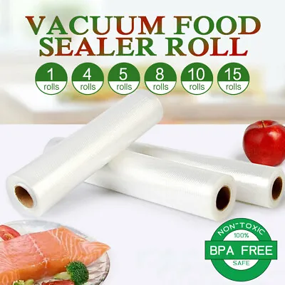 10 Rolls Vacuum Food Sealer Saver Bag Seal Storage Commercial Heat Grade 6MX28CM • $27.99