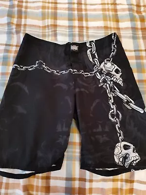 MMA Elite Shorts Size Large Chains And Skulls Black • $14