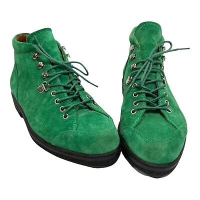 Vintage Suede Green Boots Lace Up Macri Venezia Size 6.5 • $44.98