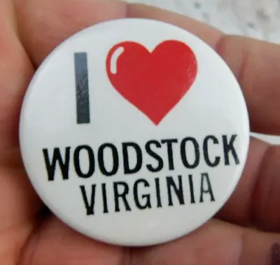 Vtg Pinback  I Love Heart Woodstock Virginia VA Pin Button Badge IBP Vintage • $8.99