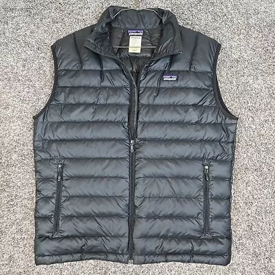 Patagonia Down Sweater Vest Mens Medium Black Full Zip Quilted Hiking 84621 • $79.90