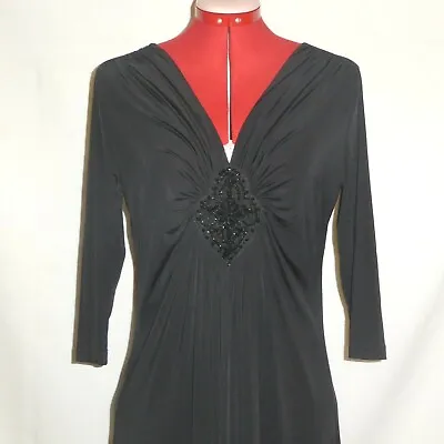 NEW Black Maternity Dress Maternal America Size M NWT BLING Stretchy 3/4 Arm • $12.75