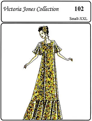 Victoria Jones Loose-fit Pullover Muumuu / Long Dress S-2XL Sewing Pattern # 102 • $15.95