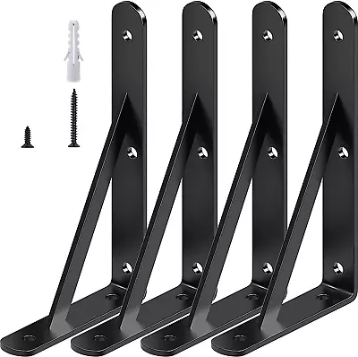 10 Inch Shelf Brackets Heavy Duty Black Metal L Bracket For DIY Floating Shelf • $27.72