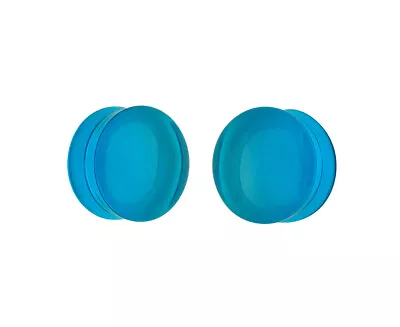 Aquamarine Glass Double Flare Plugs (PG-564) Gauges PICK YOUR SIZE • $11.49