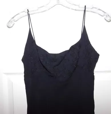 Vintage Bebe Moda Size 4 Black Maxi Long Chiffon Slip On Lined Strappy Dress • $34