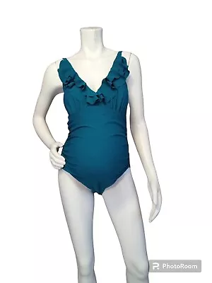 Andisputent Woman's Large Maternity Swimsuit V Neck Ruffled Swimwear One Piece  • $22.88