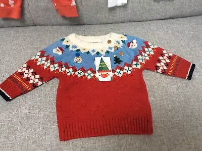  Next   Baby Fair Isle Santa/Snowman Christmas Jumper *BNWT* 6-9 Months • £2.99