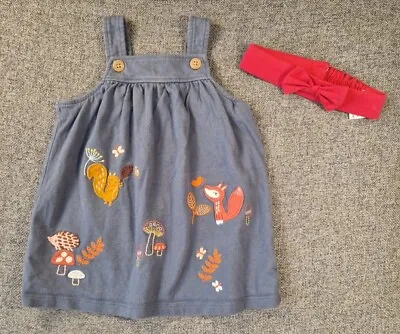 Baby Girls Dress & Headband Outfit 3-6 Months Autumn Woodland Set (142) • £2.90