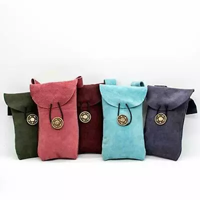 Medieval Suede Leather Small Mini Pouches Jewelry Coin Waist Belt Bag • $24.99