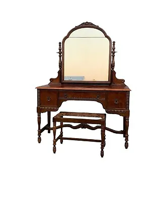 Holland Furniture Co Spanish Revival Makeup Table Vanity Desk With Bench. • $650