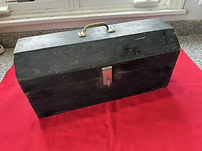 Vintage Wooden Mechanics Coffin Top Tool Box Storage Box Hand Made - Black • $9.99