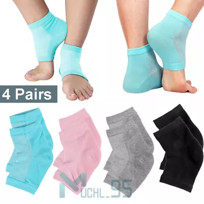 4 Pairs Moisturizing Gel Heel Socks Open Toe Socks For Dry Hard Cracked Heels • $12.59