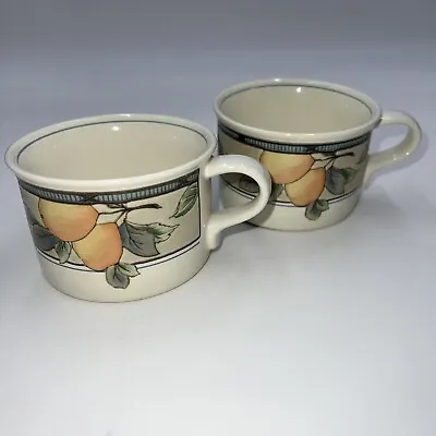 (2) MIKASA Coffee Cups INTAGLIO Stoneware GARDEN HARVEST 3 1/4  X  2 3/8  • $14.78