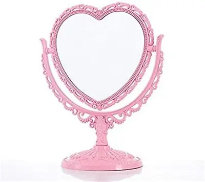 Heart Shaped Mirror Double-Sided Rotatable Dresser Mirror Room Decor Princess M • £11.20