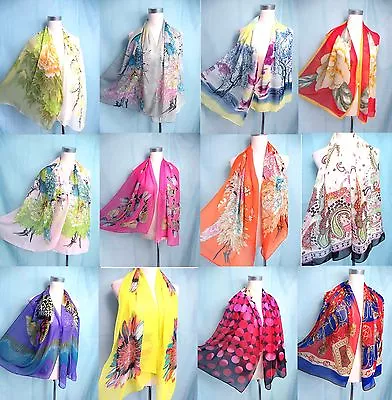 Lot Of 10 Wholesale Chiffon Scarf Wrap Shawl Women Gifts Bulk Lot • $34.79