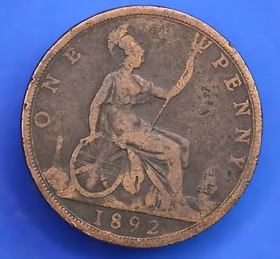 1892 H Victoria Young Head Penny 1d Coin **[24168] • £3.49