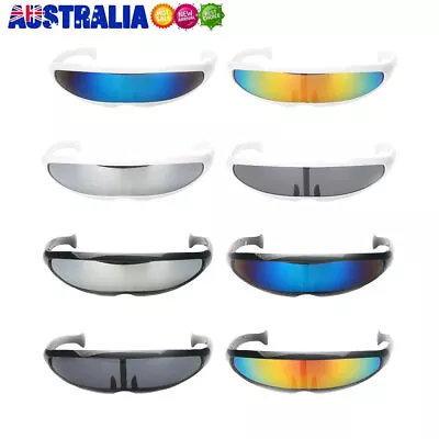 $4.99 • Buy Futuristic Mirrored Lens Sunglasses Space Costume Narrow Cyclops Sunglasses
