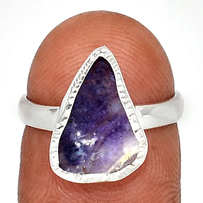 Natural Violet Flame Opal Slice - Mexico 925 Silver Ring Jewelry S.6 CR32333 • £8.91
