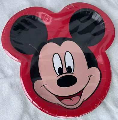 New Mickey Mouse Face Paper Plates 8 Count 9.5” X 9.75” Red Designware • $7.50