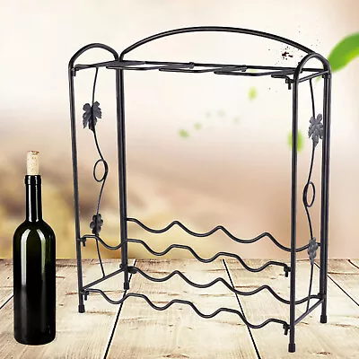 Countertop Wine Rack Wine Rack & Glass Holder Metal Wine Bottle Holder Storage • $19.01